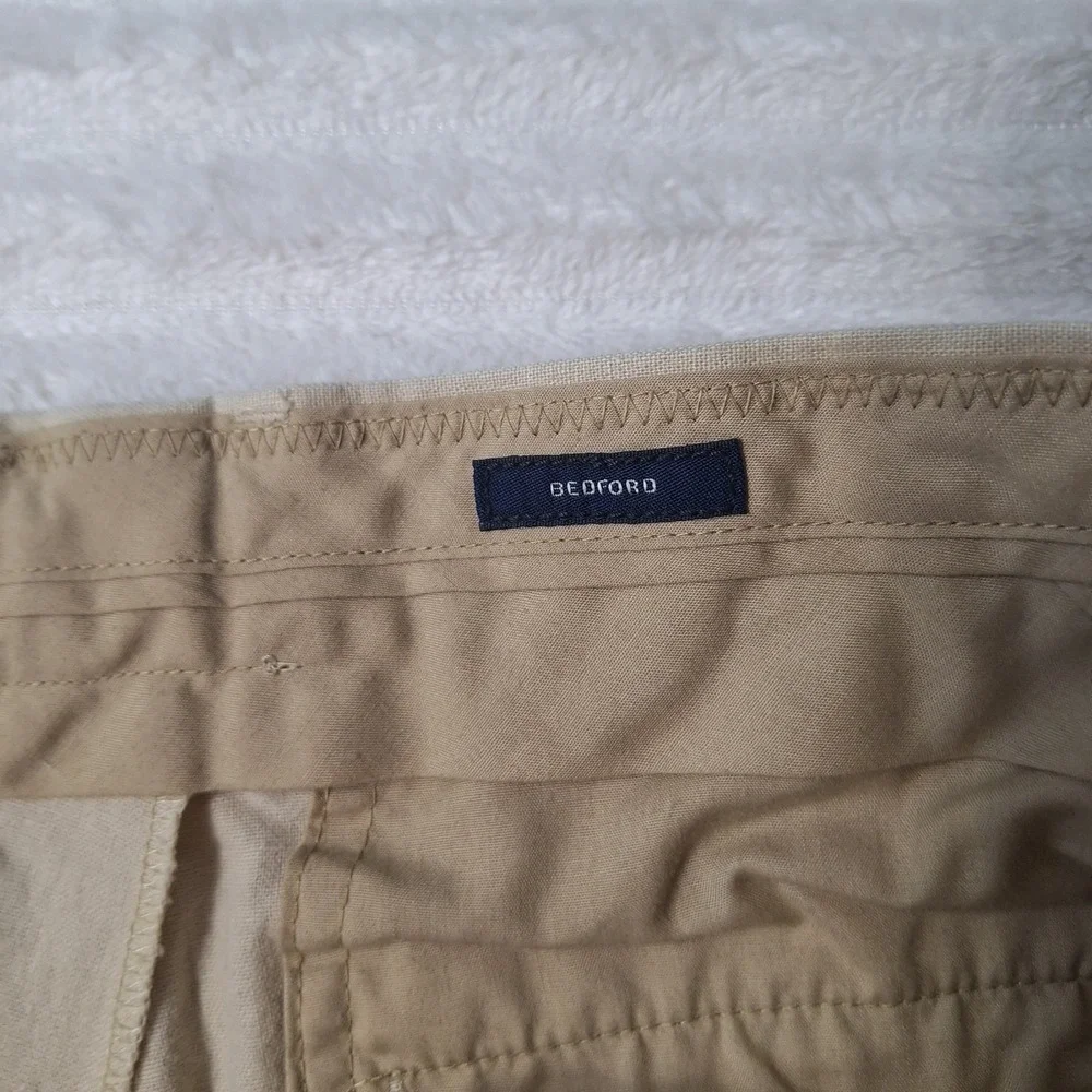 J. Crew Bedford Linen Cotton Pants Mens 32X32 Oatmeal Coastal Preppy Beachy
